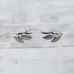 Vintage Trifari Clip On Earrings Large Statement Unusual Silver Tone
